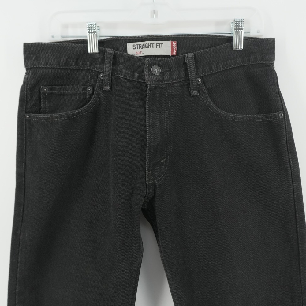 Levis 505 Straight Fit Jeans Mens 31x32 Black Denim Classic Workwear